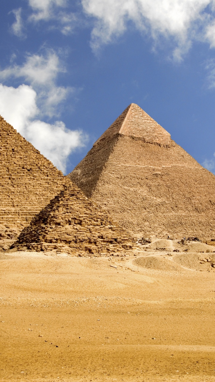 Обои Великая Пирамида в Гизе, Великий Сфинкс Гизы, египетская пирамида, пирамида, памятник в разрешении 720x1280
