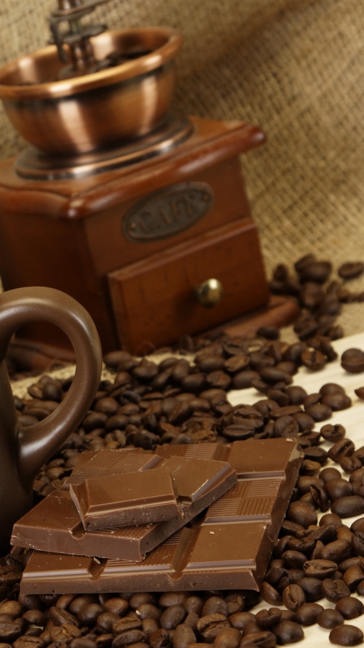 Обои кофейня, кофейное зерно, кофе эспрессо, кофейная чашка, кофеин в разрешении 720x1280