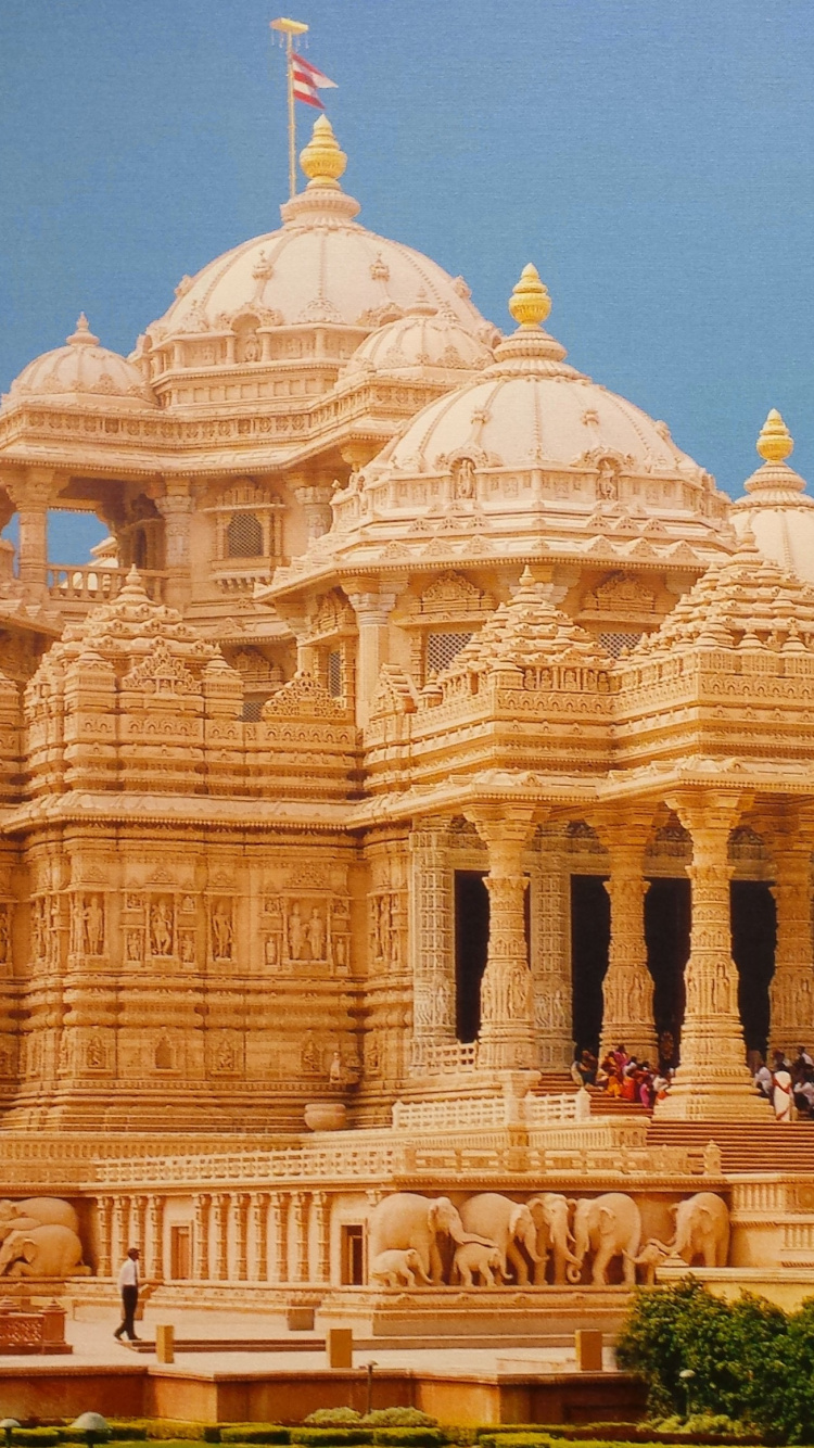 Обои храм Акшардхам Дели, Акшардхам, ориентир, индуистский храм, историческое место в разрешении 750x1334