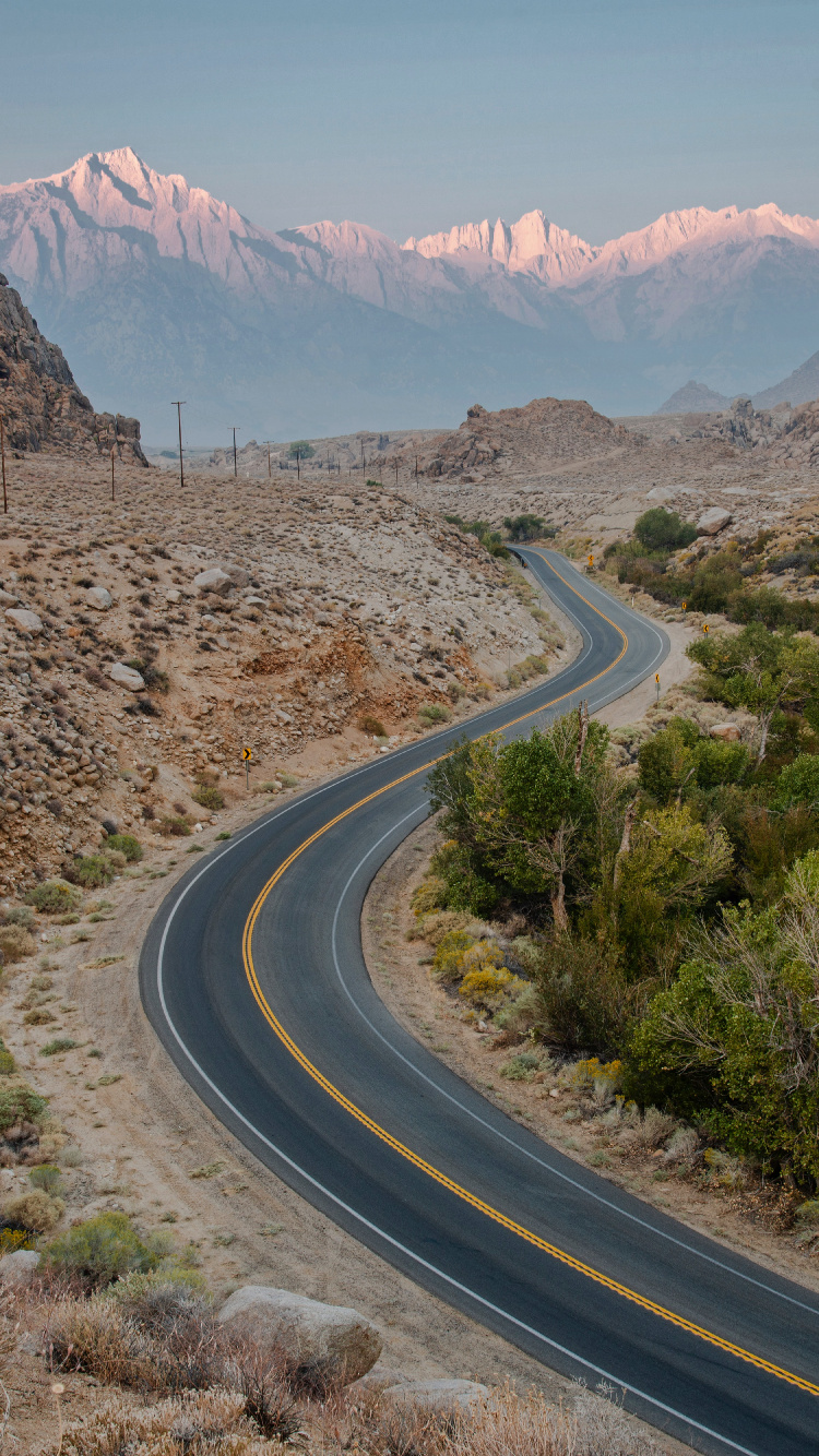 Обои коричневый цвет, гора, растение, природный ландшафт, дорожное покрытие в разрешении 750x1334