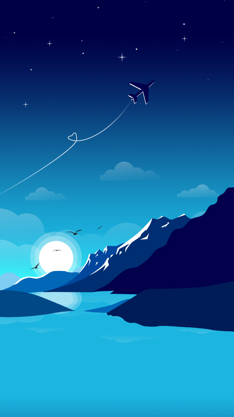 Обои супер сетчатка, иллюстрация, вода, атмосфера, облако в разрешении 750x1334