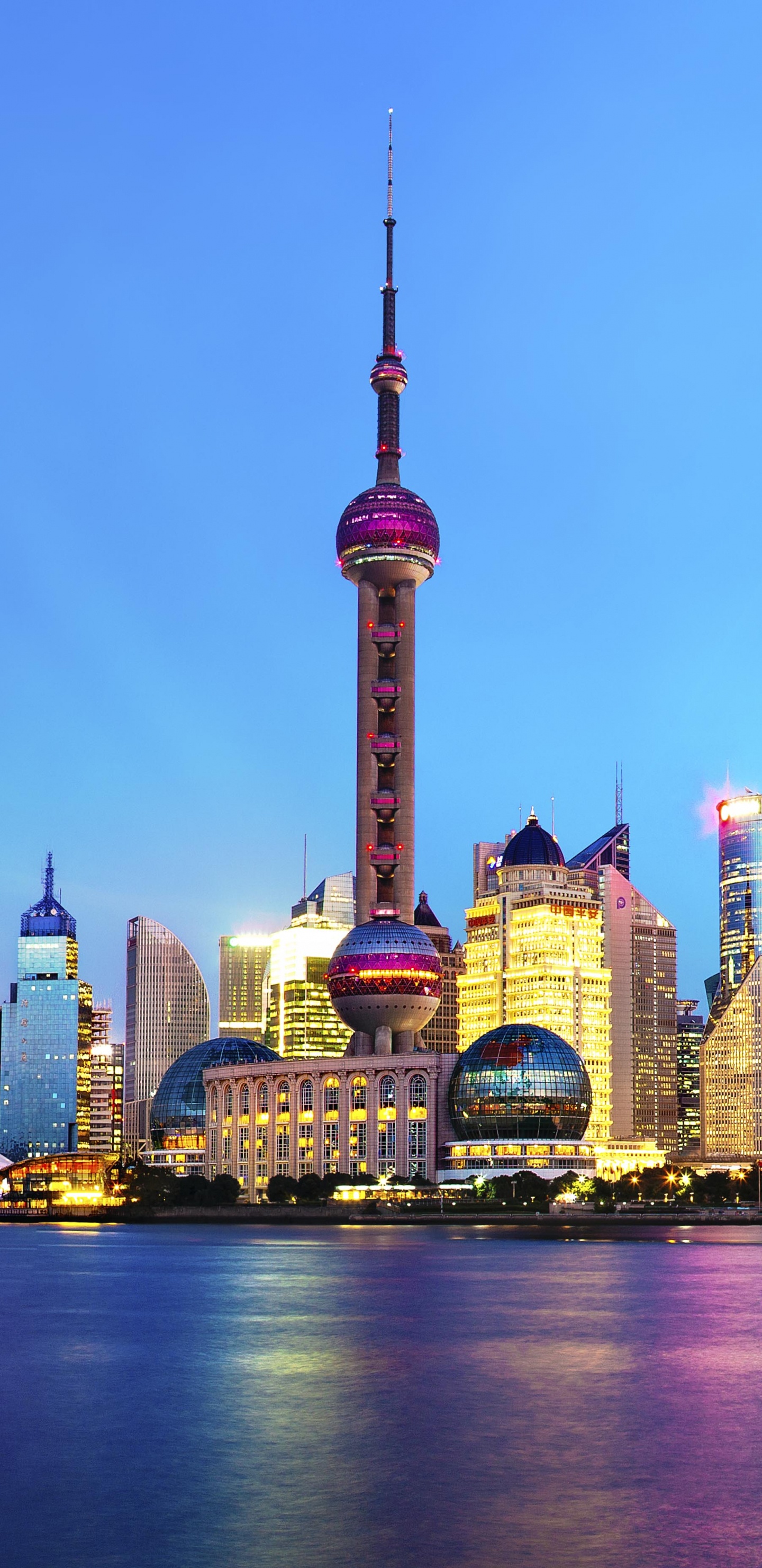 Обои город, городской пейзаж, линия горизонта, ориентир, небоскреб в разрешении 1440x2960