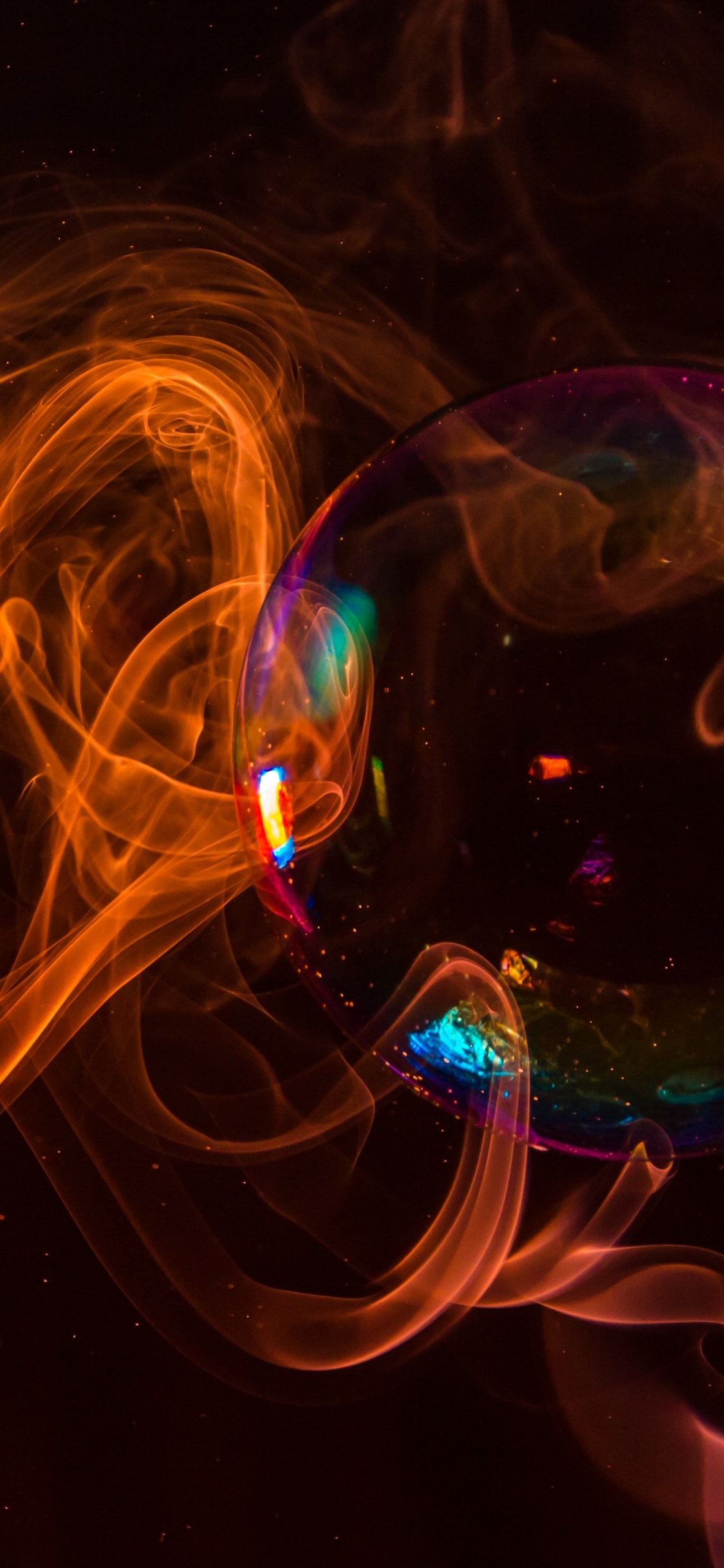 Обои мыльный пузырь, синий, свет, вода, фрактальное искусство в разрешении 1125x2436