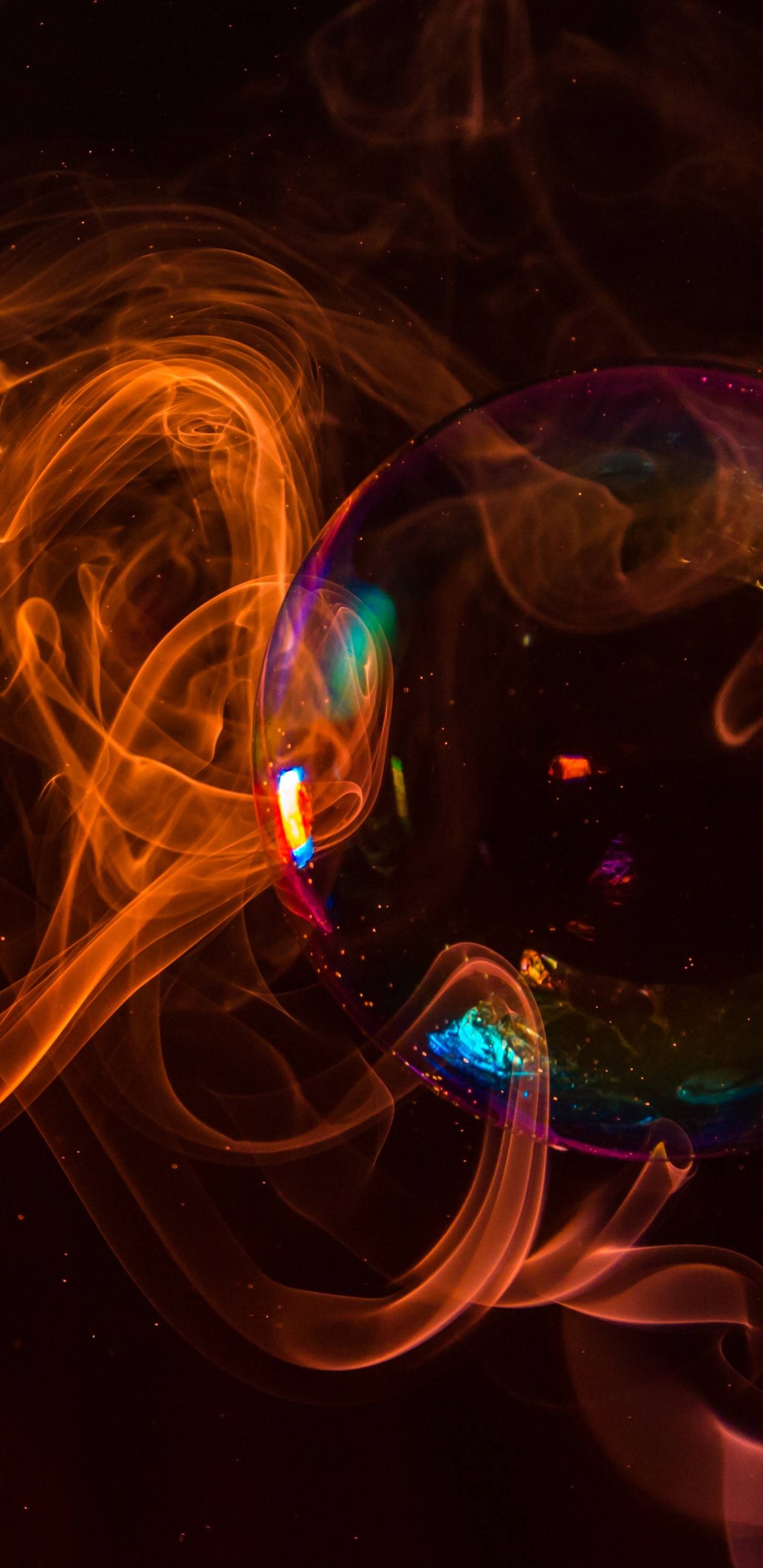 Обои мыльный пузырь, синий, свет, вода, фрактальное искусство в разрешении 1440x2960