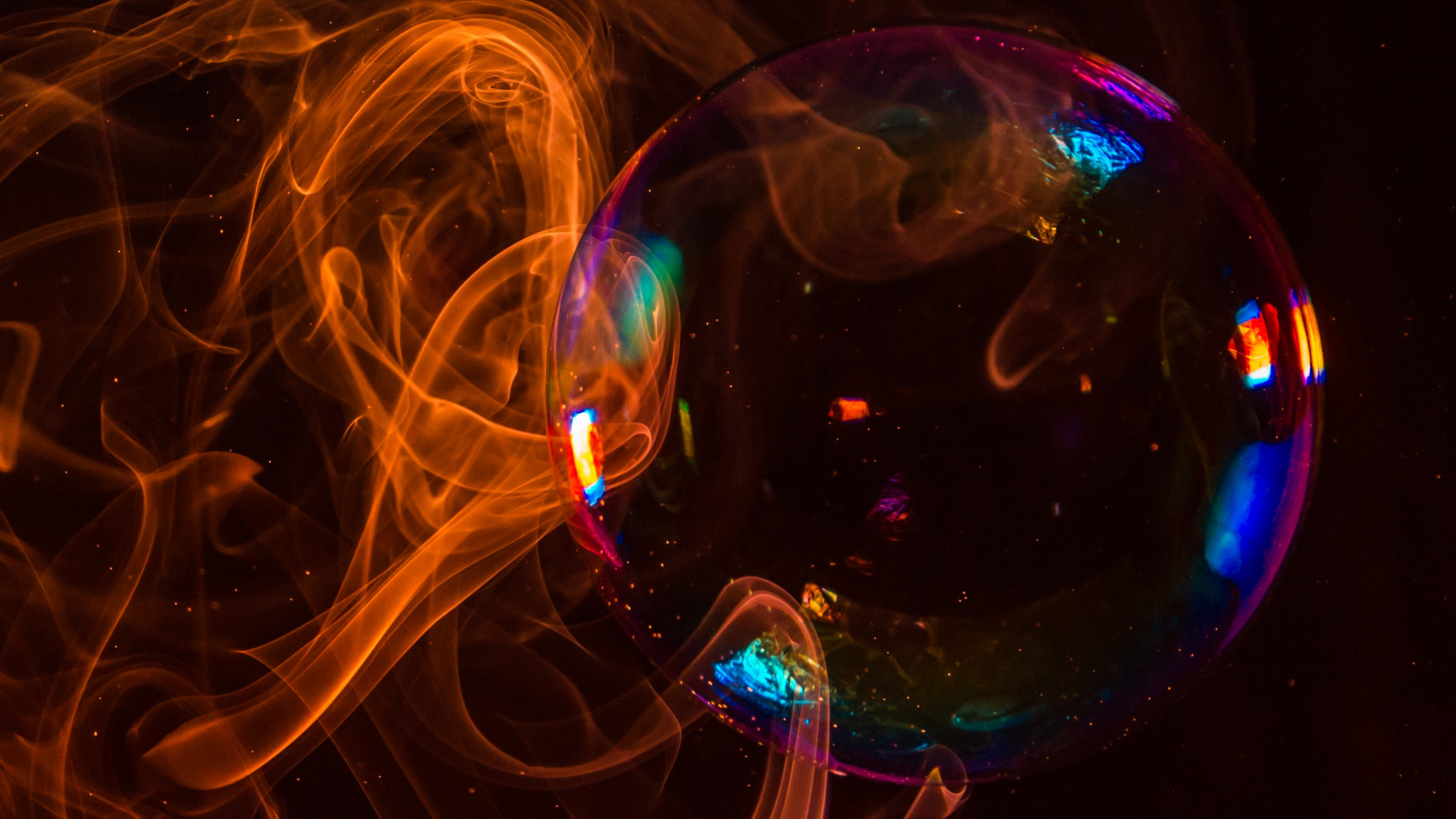 Обои мыльный пузырь, синий, свет, вода, фрактальное искусство в разрешении 1920x1080