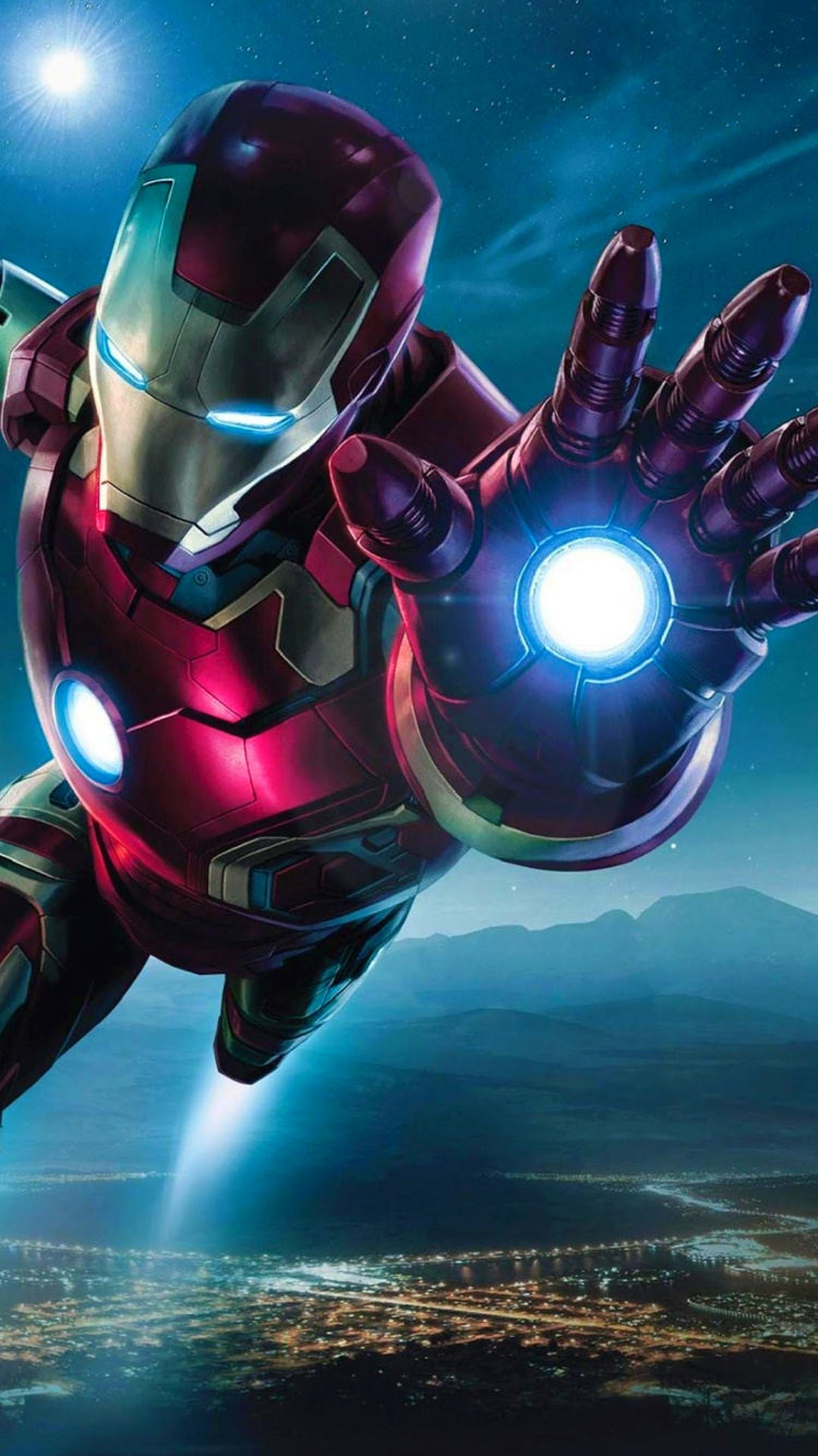 Обои Железный человек, супергерой, арт, иллюстрация, свет в разрешении 750x1334