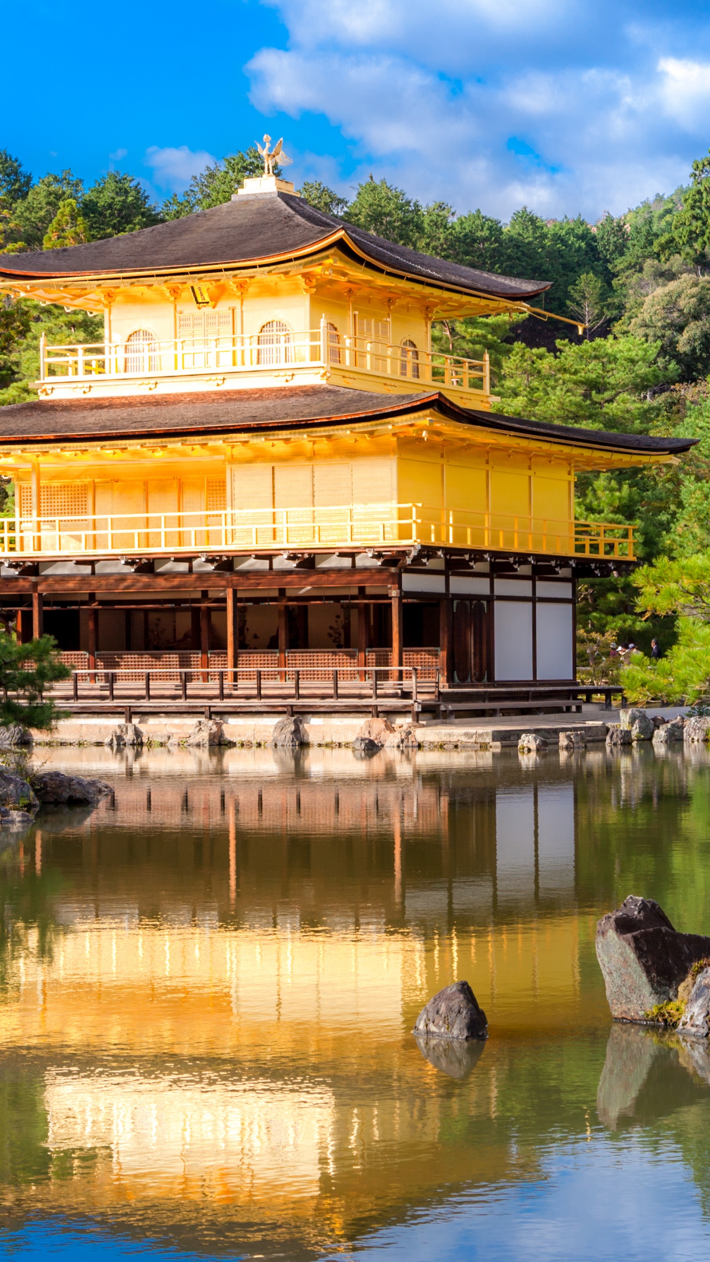 Обои природа, отражение, китайская архитектура, вода, японская архитектура в разрешении 1440x2560