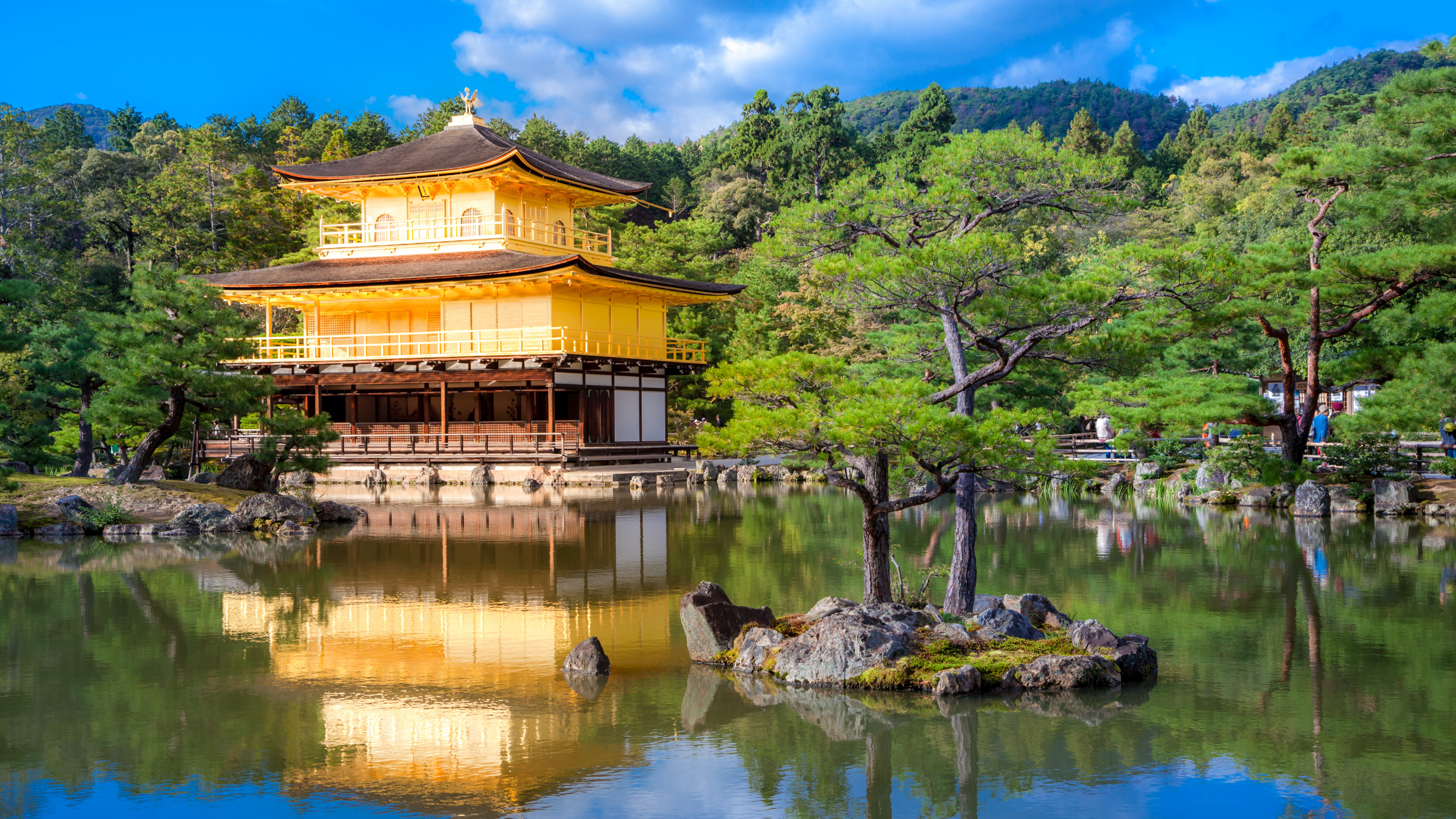 Обои природа, отражение, китайская архитектура, вода, японская архитектура в разрешении 3840x2160
