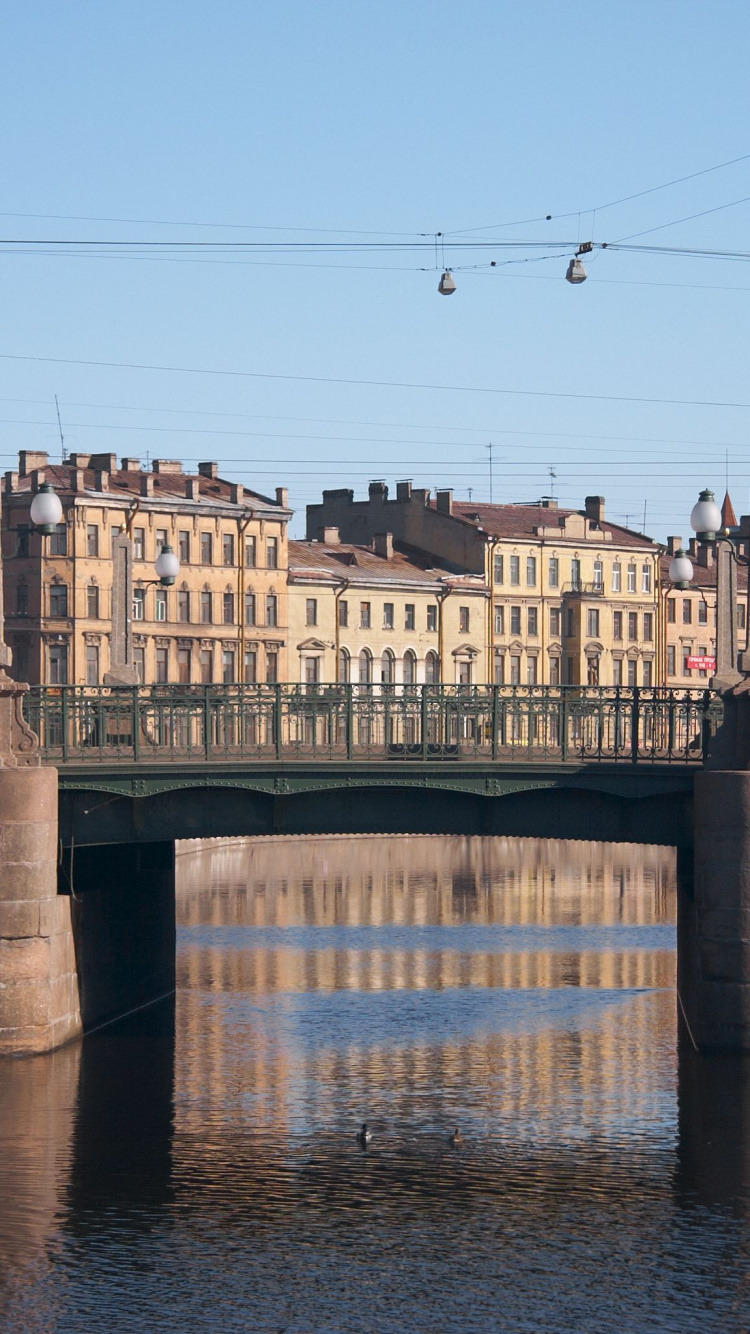Обои Мало-Калинкин Большинство, канал Грибоедова, Мосты в Санкт-Петербурге, мост, вода в разрешении 750x1334
