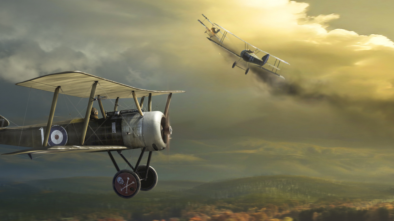 Обои биплан, самолет, самолеты, авиация, полет в разрешении 1366x768