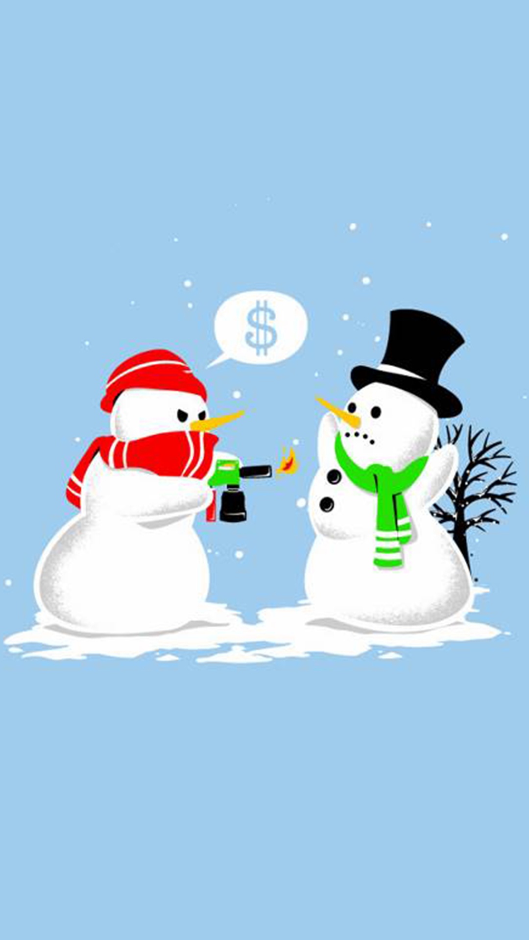 Обои Снеговик, мимика, снег, мультфильм, шляпа в разрешении 1080x1920