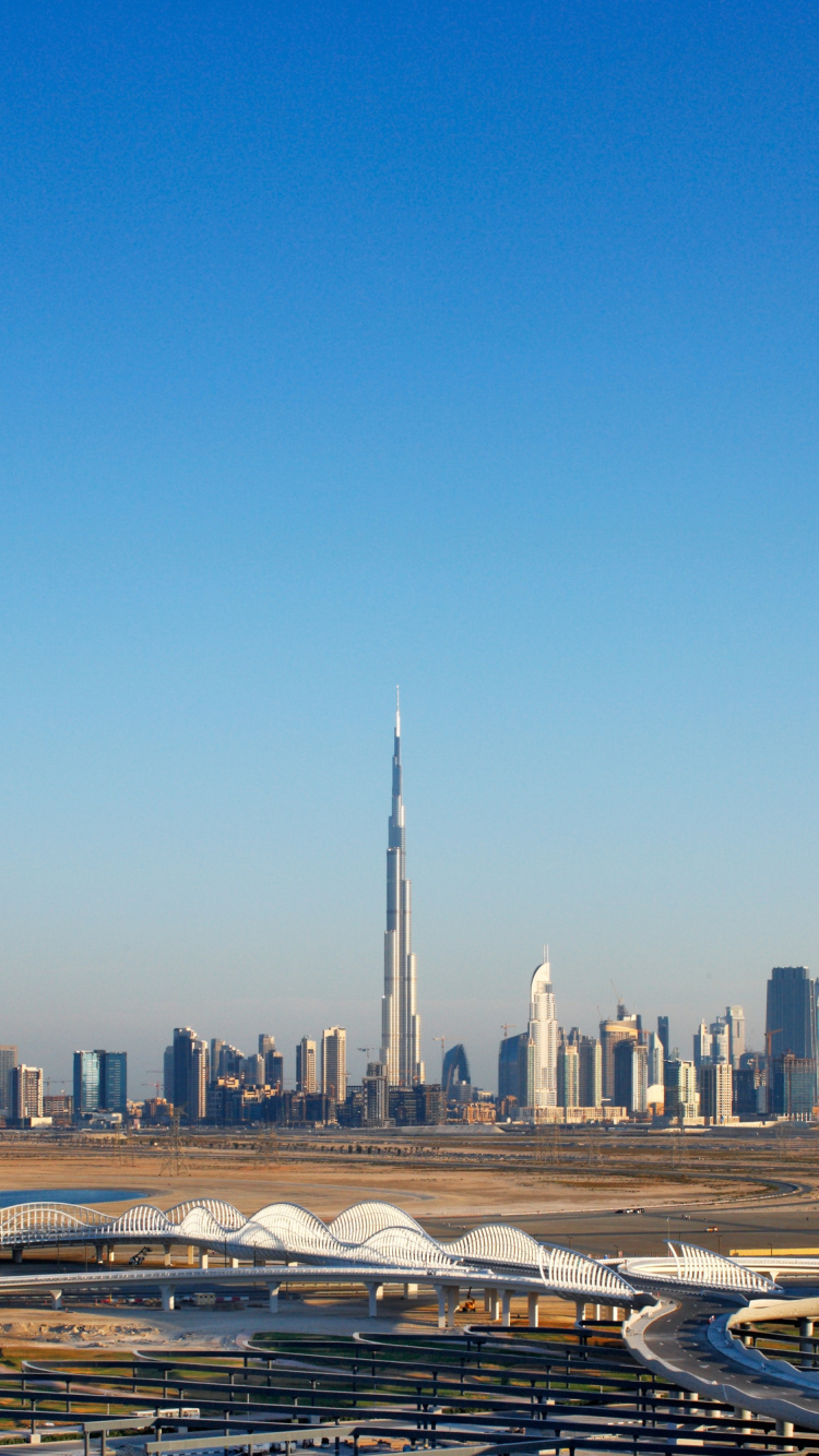 Обои Бурдж Халифа, городской пейзаж, город, линия горизонта, городской район в разрешении 750x1334