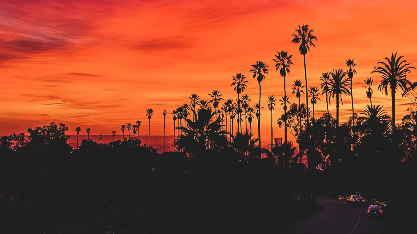 Обои закат, облако, атмосфера, природный ландшафт, послесвечение в разрешении 1366x768