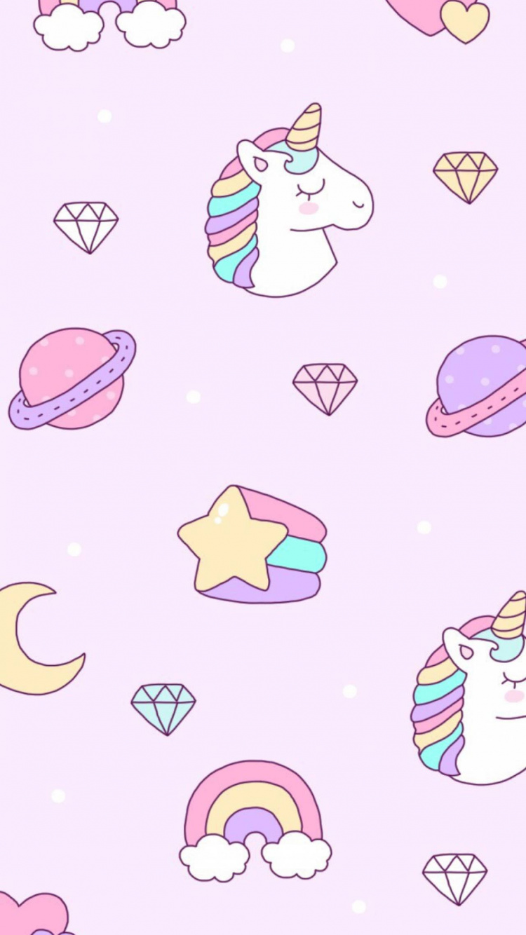 Обои единорог, мультфильм, текст, дизайн, иллюстрация в разрешении 750x1334