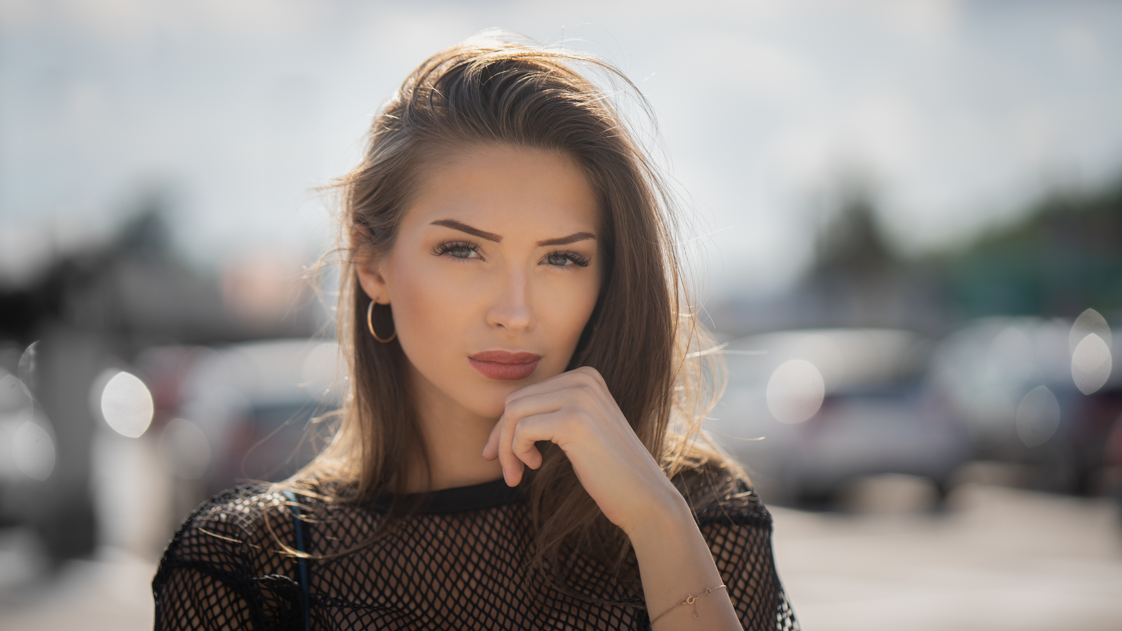 Обои волосы, лицо, губа, красота, уличная мода в разрешении 3840x2160