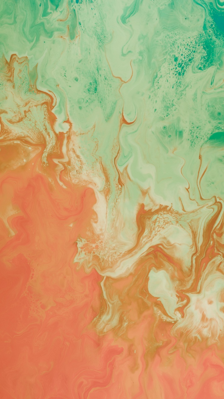 Обои зеленый, Апельсин, живопись, розовый, арт в разрешении 720x1280