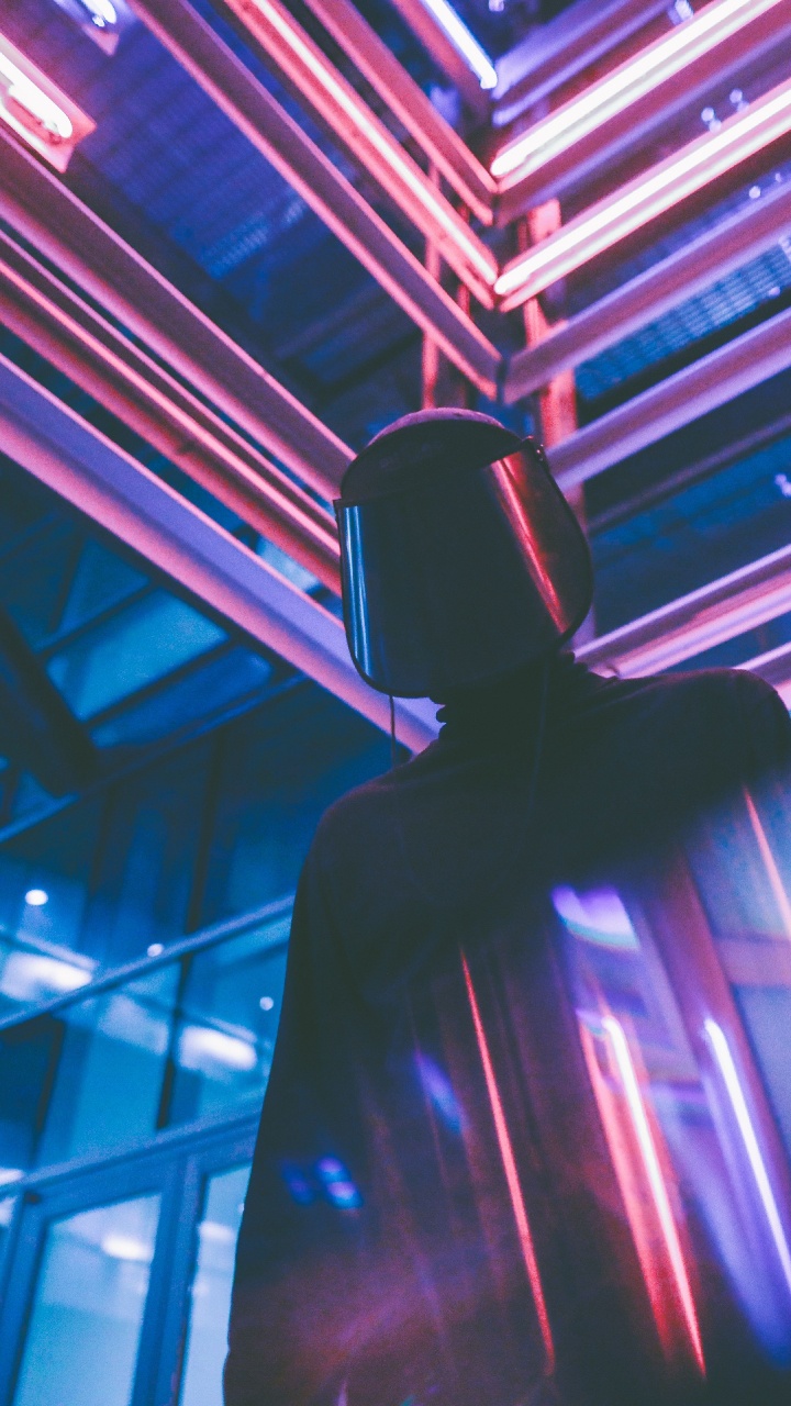 Обои свет, неон, синий, освещение, линия в разрешении 720x1280