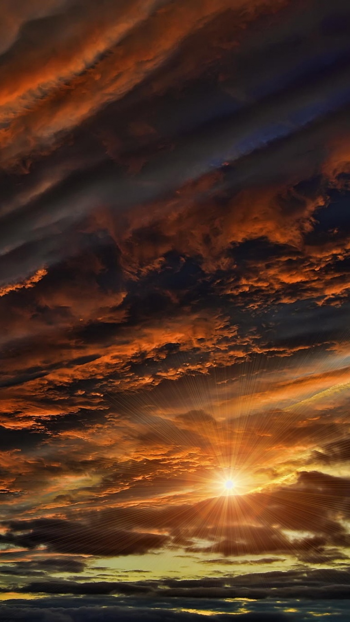 Обои закат, послесвечение, облако, атмосфера, горизонт в разрешении 720x1280