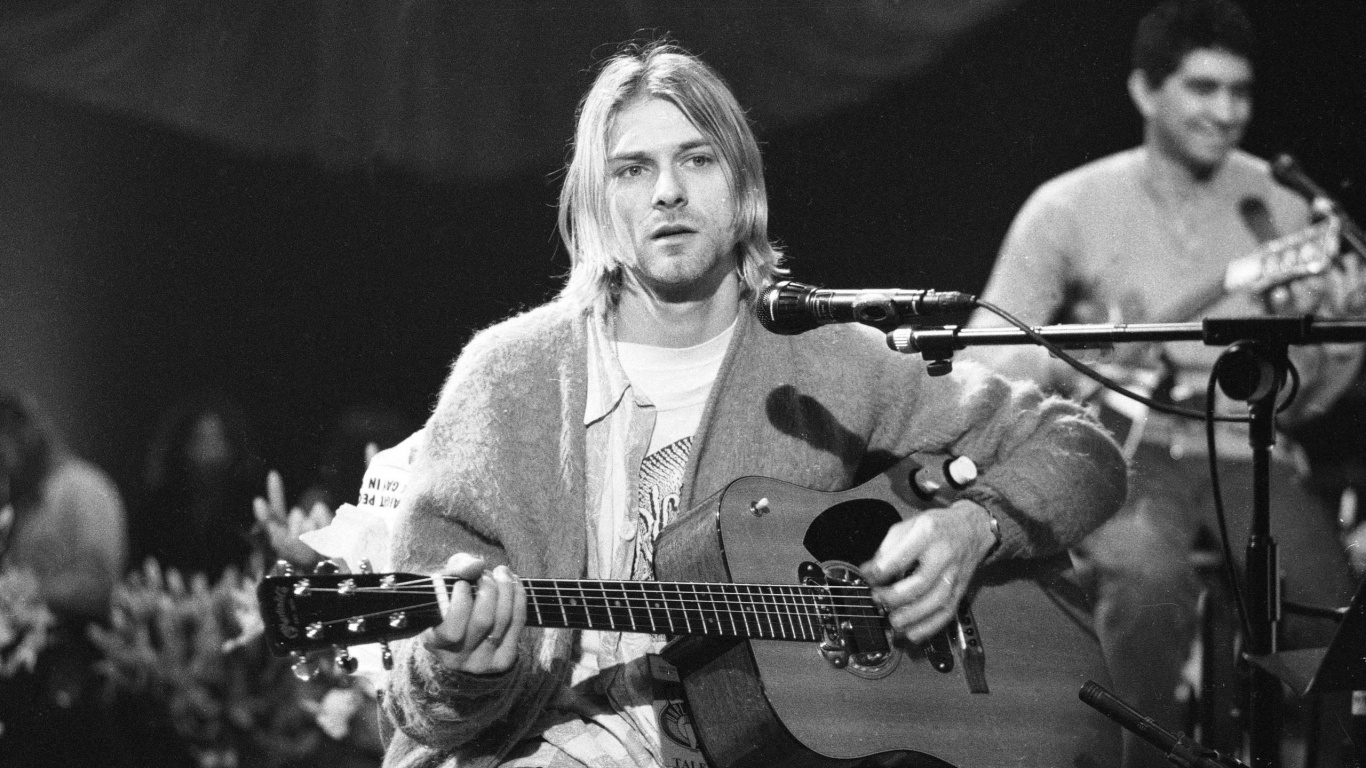 Обои нирвана, гитара, струнный инструмент, музыкант, музыка в разрешении 1366x768