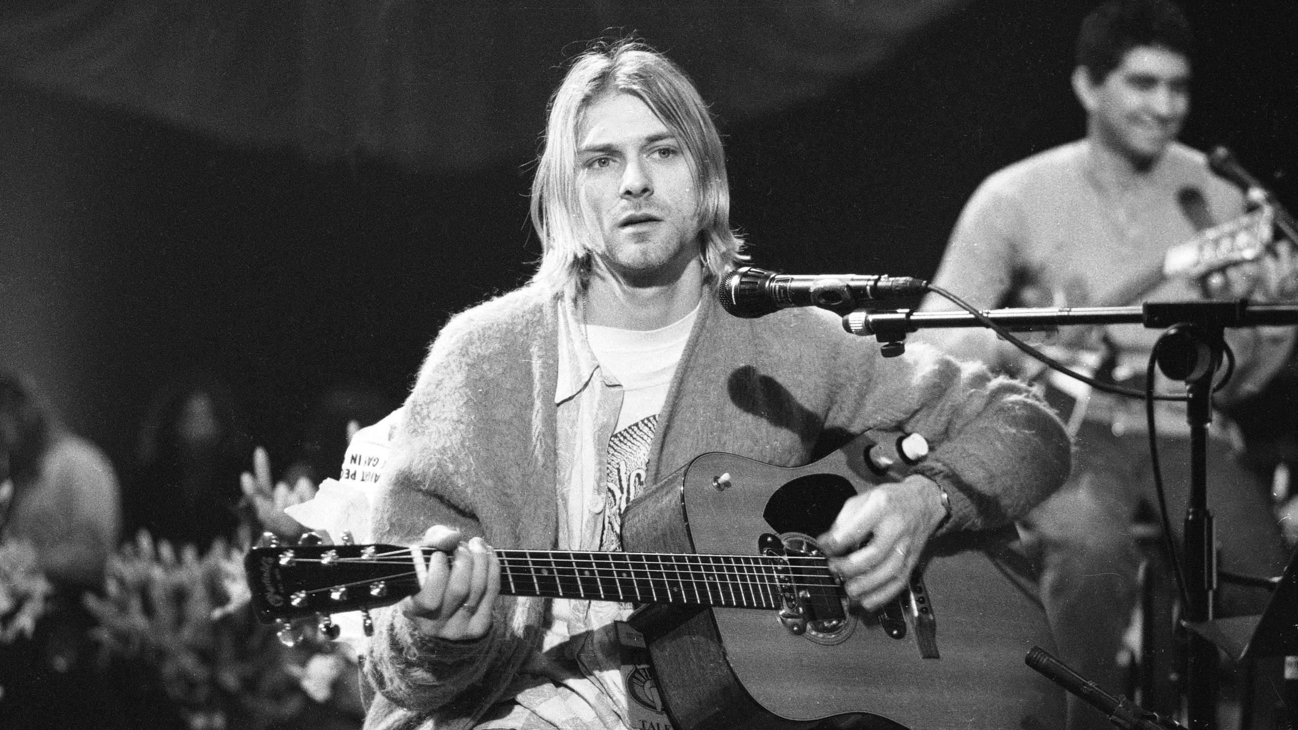 Обои нирвана, гитара, струнный инструмент, музыкант, музыка в разрешении 2560x1440