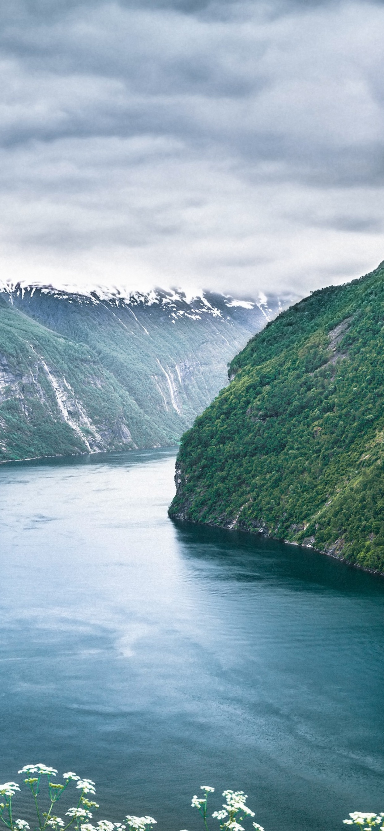 Обои фьорд, природа, нагорье, гидроресурсы, водоток в разрешении 1242x2688