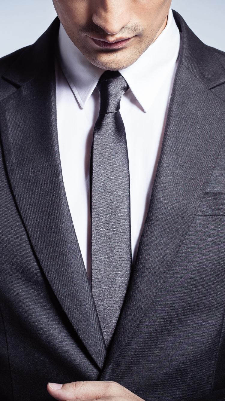 Обои мужчина в костюме крупным планом, галстук, одежда, официальная одежда, верхняя одежда в разрешении 750x1334