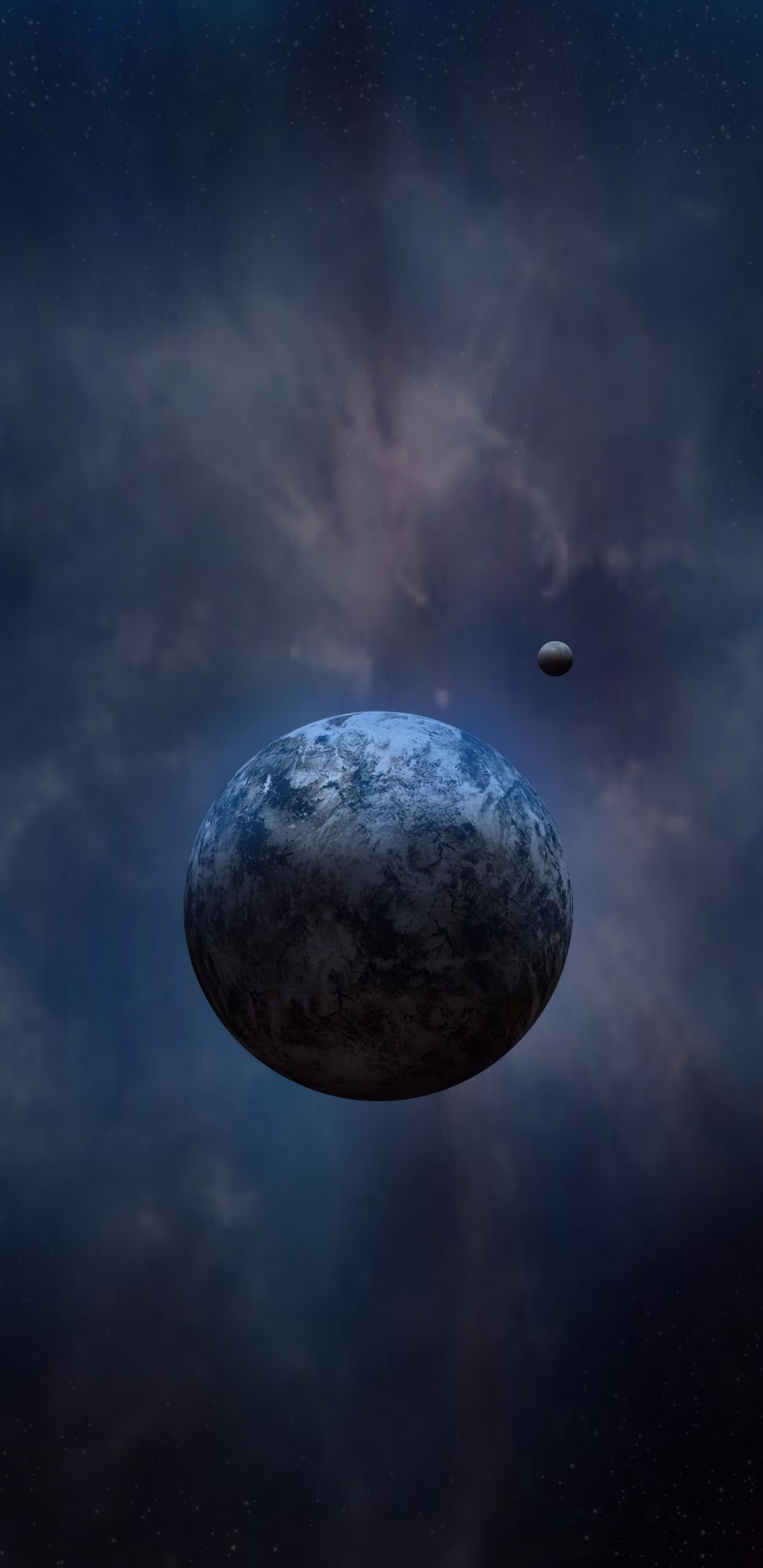 Обои земля, космос, планета, атмосфера, луна в разрешении 1440x2960