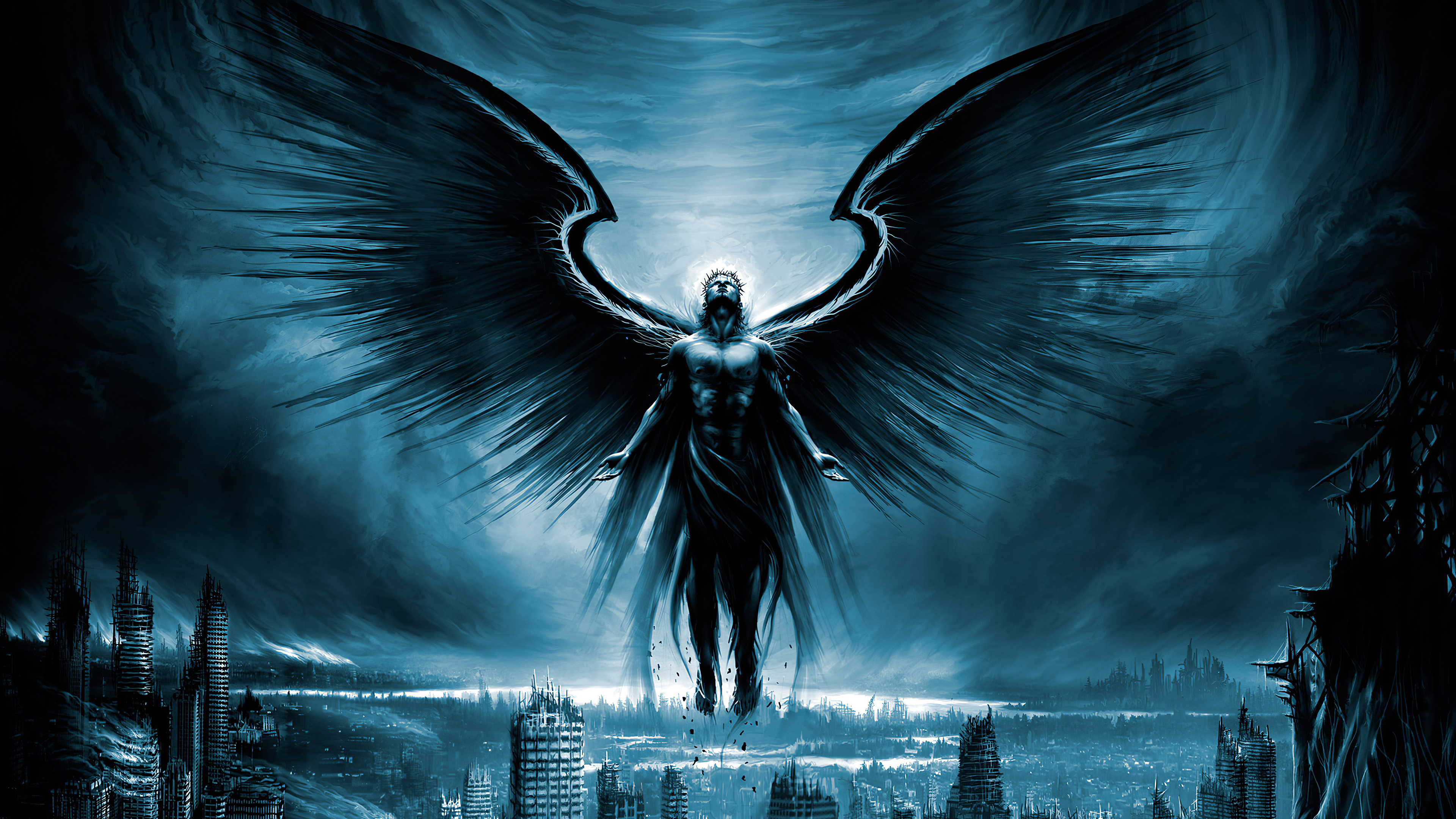 Обои ангел смерти, ангел, смерть, свет, природа в разрешении 3840x2160