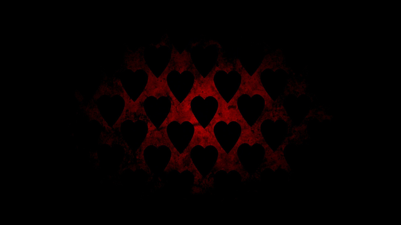 Обои темнота, черный, красный цвет, узор, симметрия в разрешении 1280x720