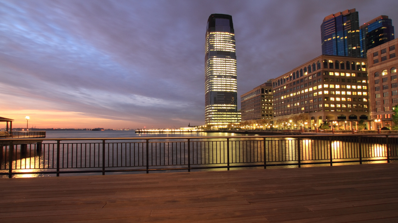 Обои Джерси Сити, городской район, небоскреб, архитектура, город в разрешении 1280x720