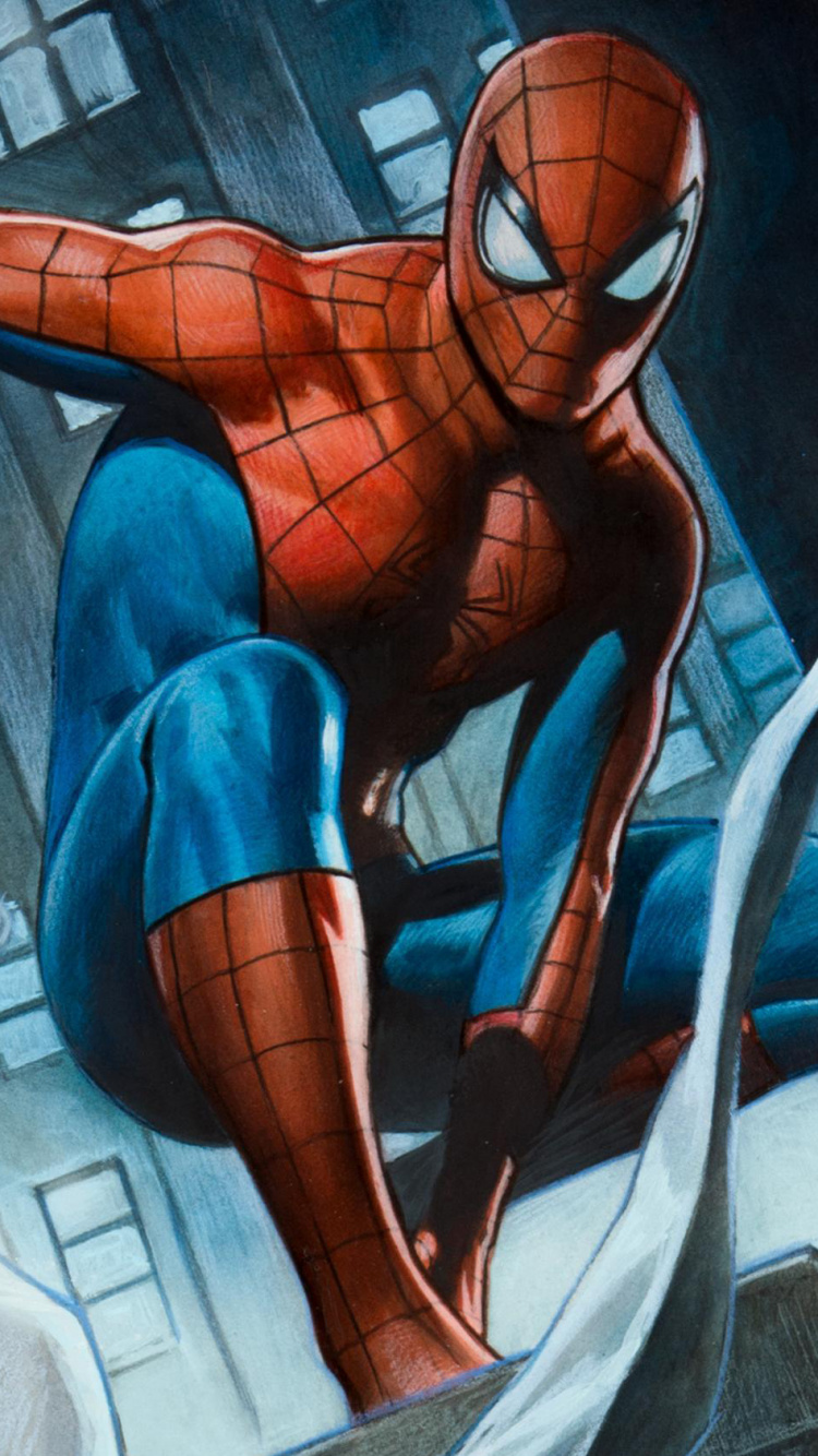 Обои арт, супергерой, фикция, вымышленный персонаж, Человек-паук: Через вселенные в разрешении 750x1334