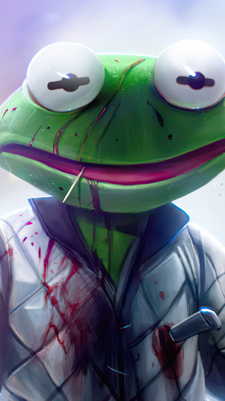 Обои Лягушонок Кермит, зеленый, лягушка, пурпур, земноводное в разрешении 750x1334