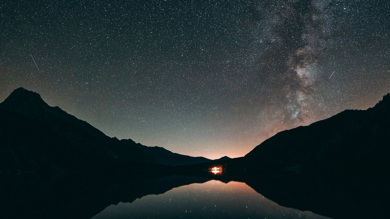 Обои природа, вода, отражение, синий, атмосфера в разрешении 1366x768