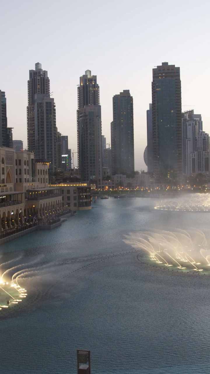 Обои Бурдж Дубай, Бурдж Халифа, Дубай Молл, Фонтан Дубай, город в разрешении 720x1280