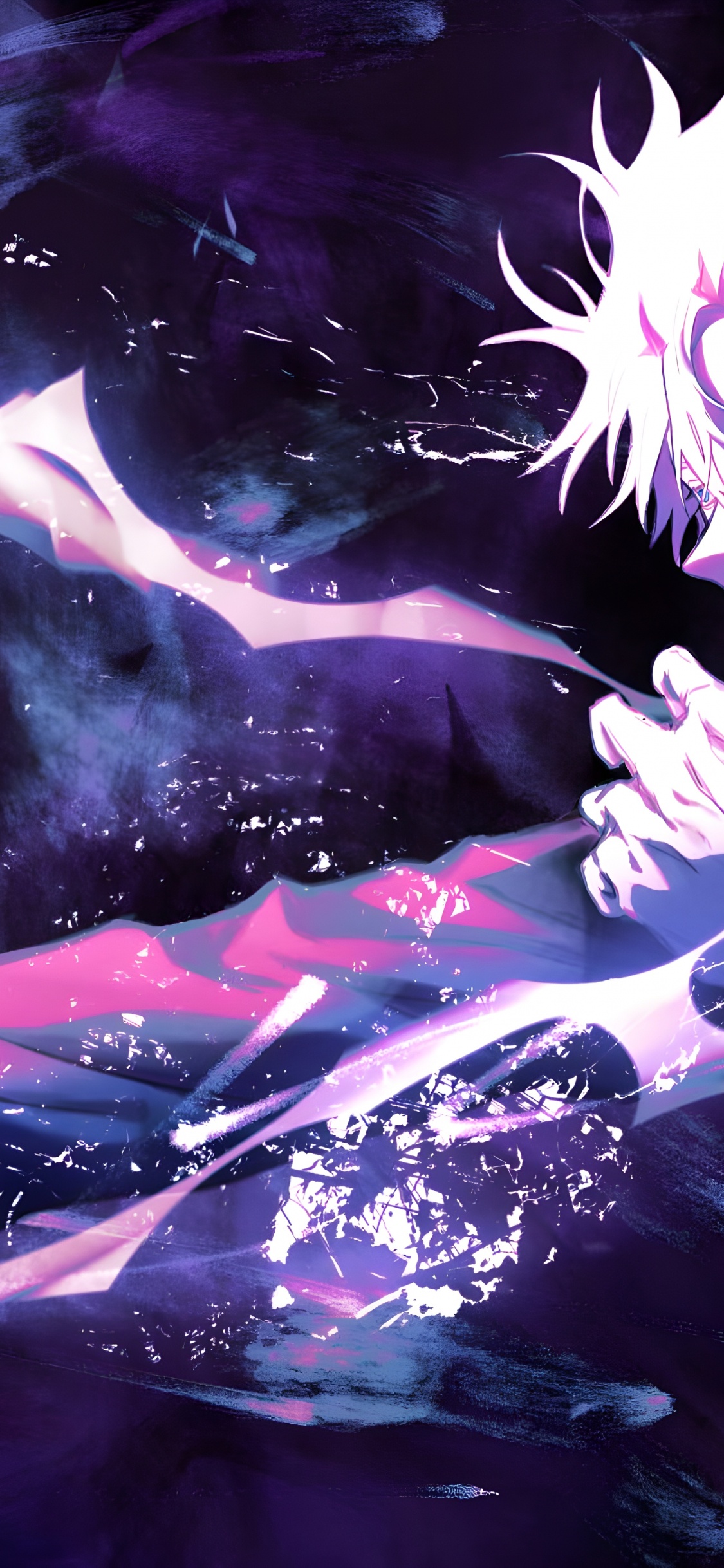 Обои Годжо Сатору, сатору годзё, джиу-джитсу кайсен, аниме, рукав в разрешении 1125x2436