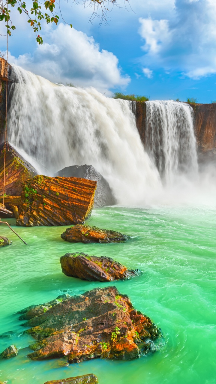 Обои Водопад Драй Нур, водопад, гидроресурсы, водоем, природный ландшафт в разрешении 720x1280