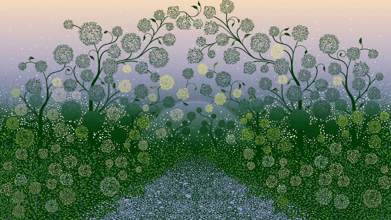 Обои зеленый, дерево, утро, экосистема, растительность в разрешении 1280x720