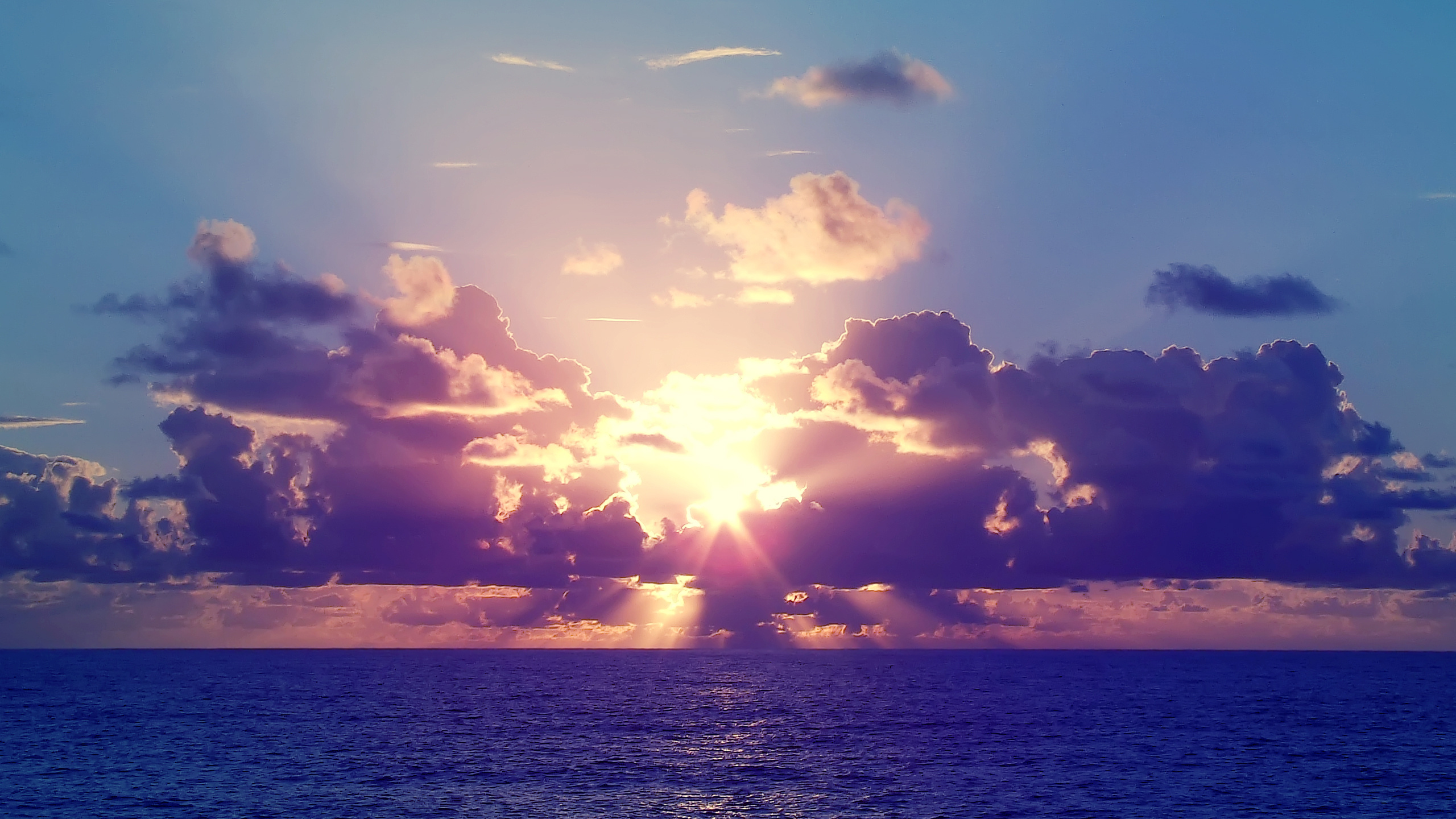 Обои закат, море, океан, облако, горизонт в разрешении 2560x1440