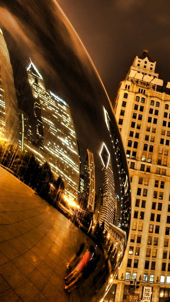 Обои городской район, городской пейзаж, небоскреб, ориентир, ночь в разрешении 720x1280