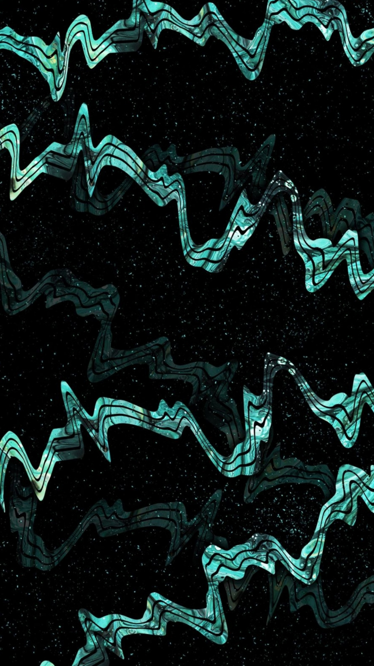Обои зеленый, черный, лазурный, Аква, арт в разрешении 750x1334