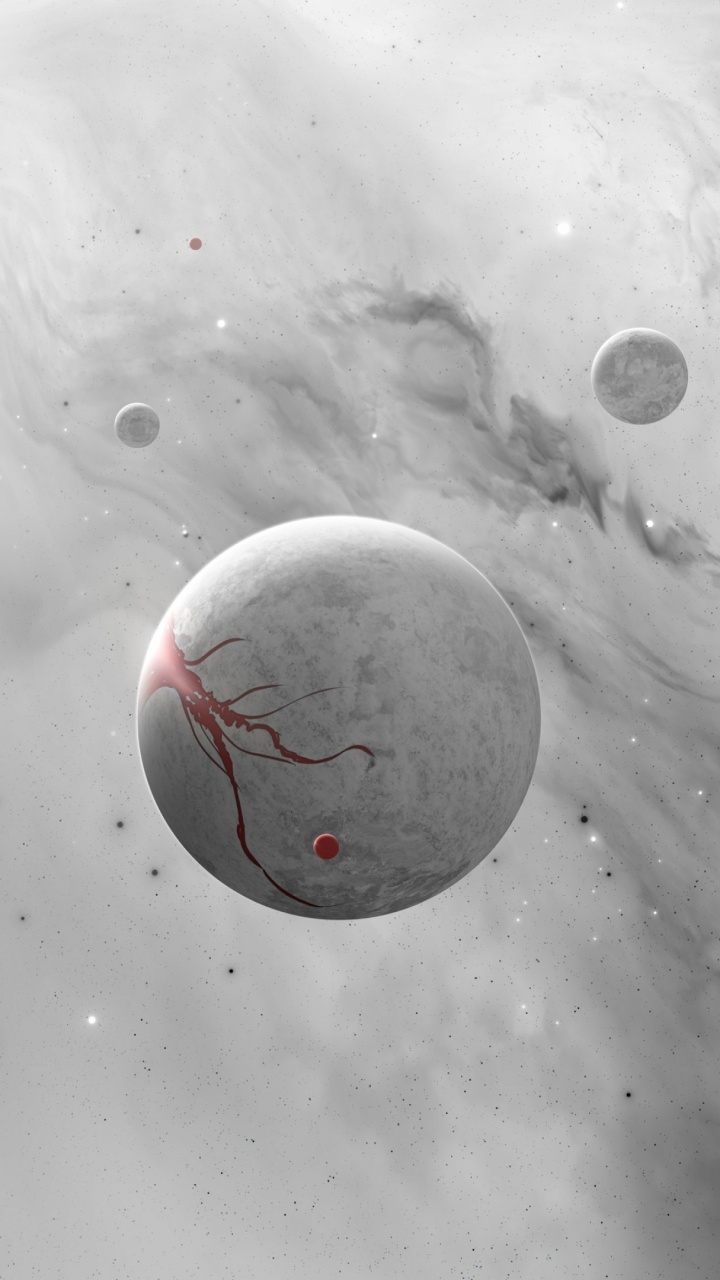 Обои планета, космос, Галактика, космическая пыль, черный и белый в разрешении 720x1280