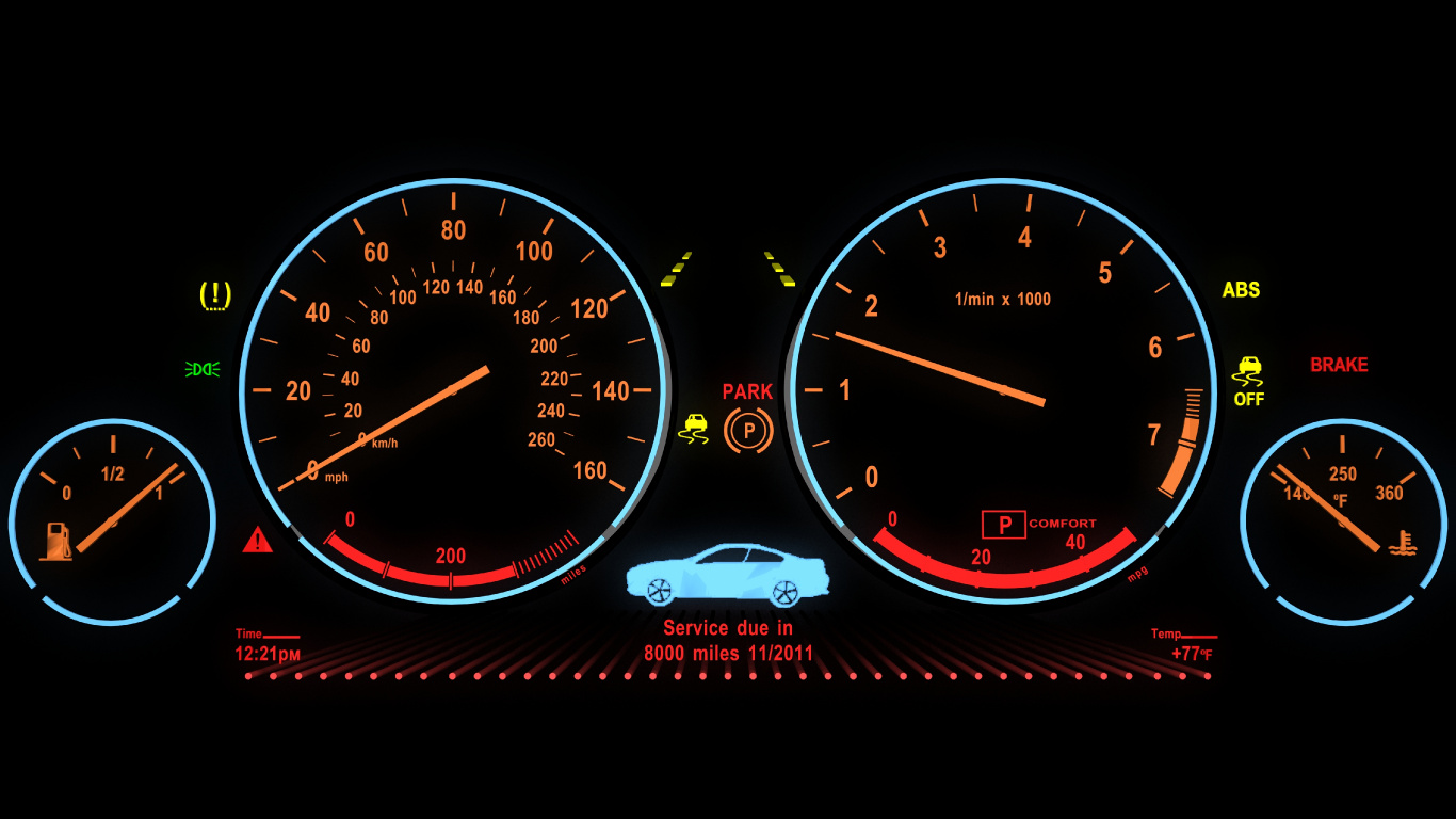 Обои спидометр, одометр, авто, тахометр, автомобильные запчасти в разрешении 1366x768