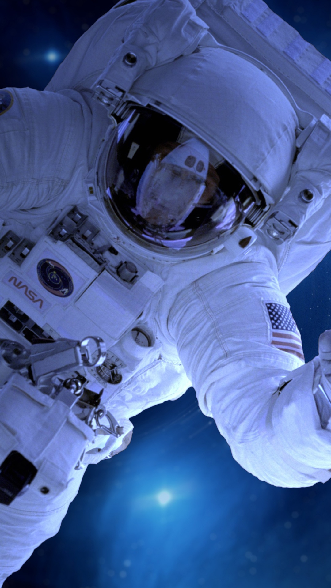 Обои астронавт, Международная космическая станция, космическое пространство, НАСА, освоение космоса в разрешении 1080x1920