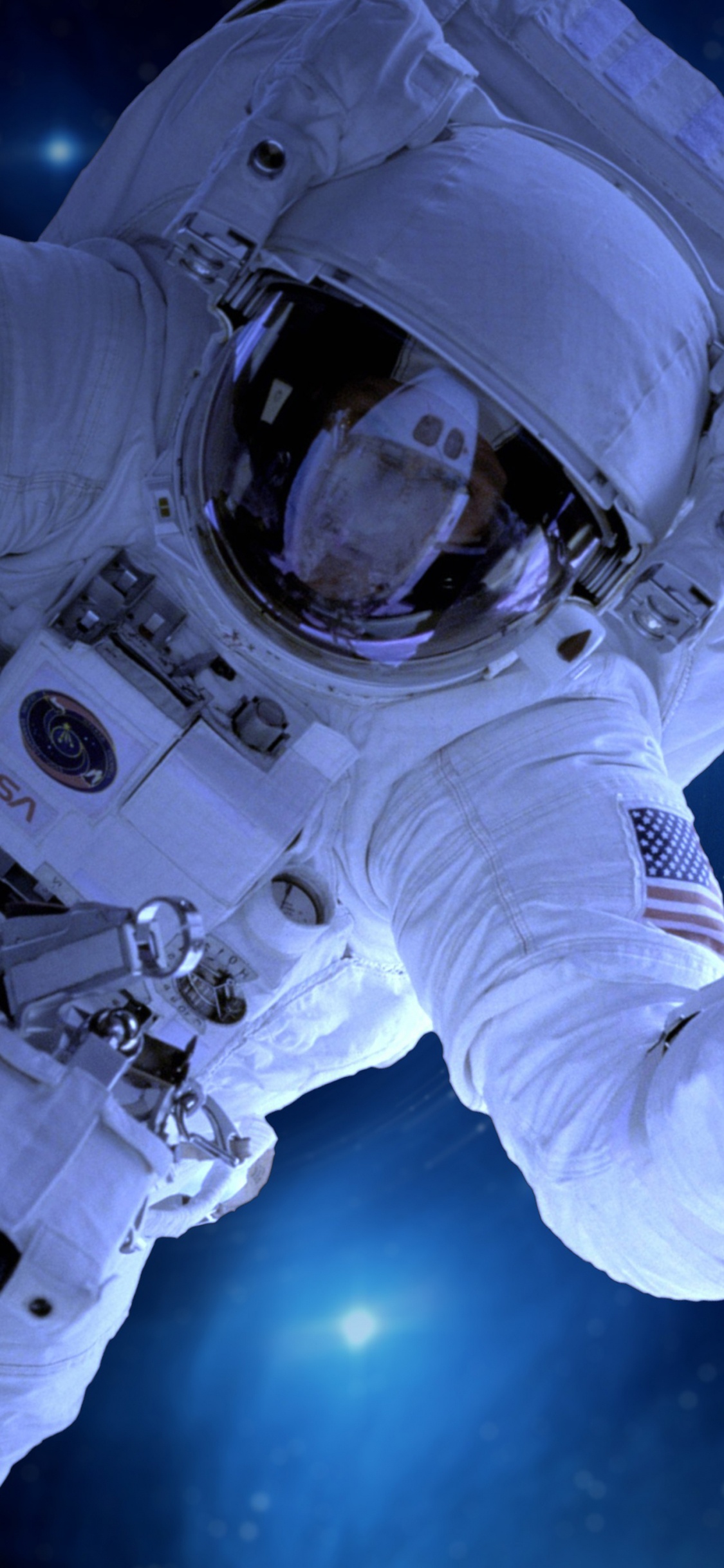 Обои астронавт, Международная космическая станция, космическое пространство, НАСА, освоение космоса в разрешении 1125x2436