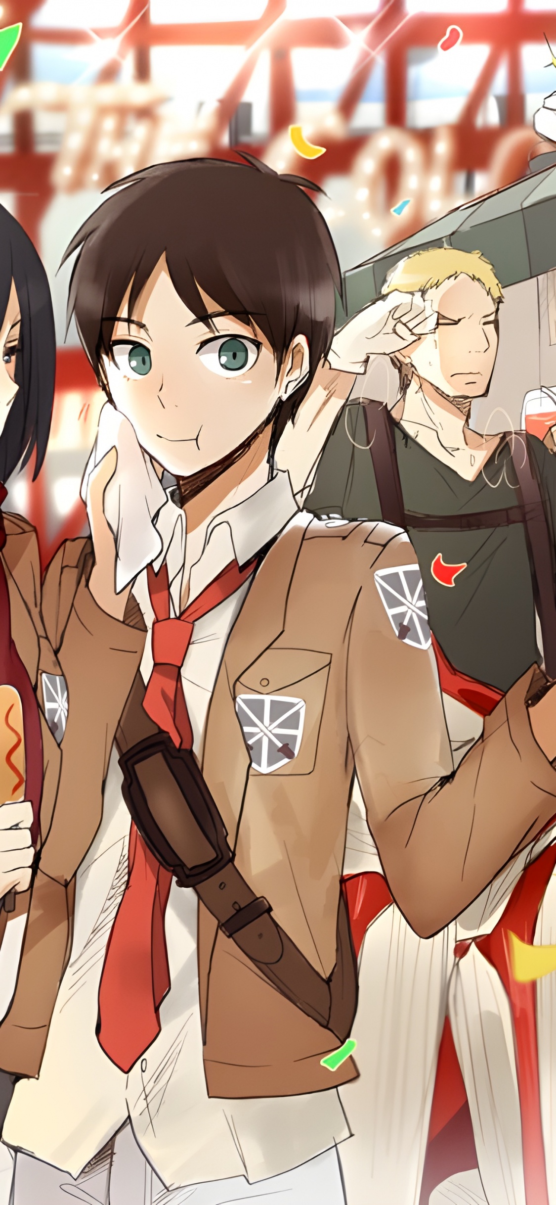 Обои эрен йегер, Микаса Акерман, Энни Леонхарт, Жан Кирштейн, Армин Арлерт в разрешении 1125x2436