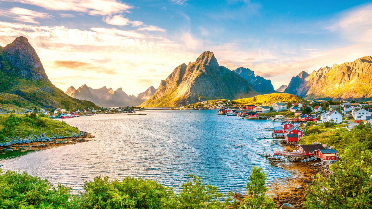 Обои Лофотен, Встречу, природа, гора, фьорд в разрешении 1280x720