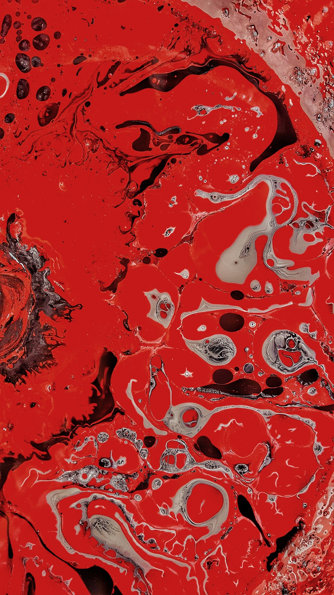 Обои арт, абстрактное искусство, красный цвет, вода, узор в разрешении 1080x1920