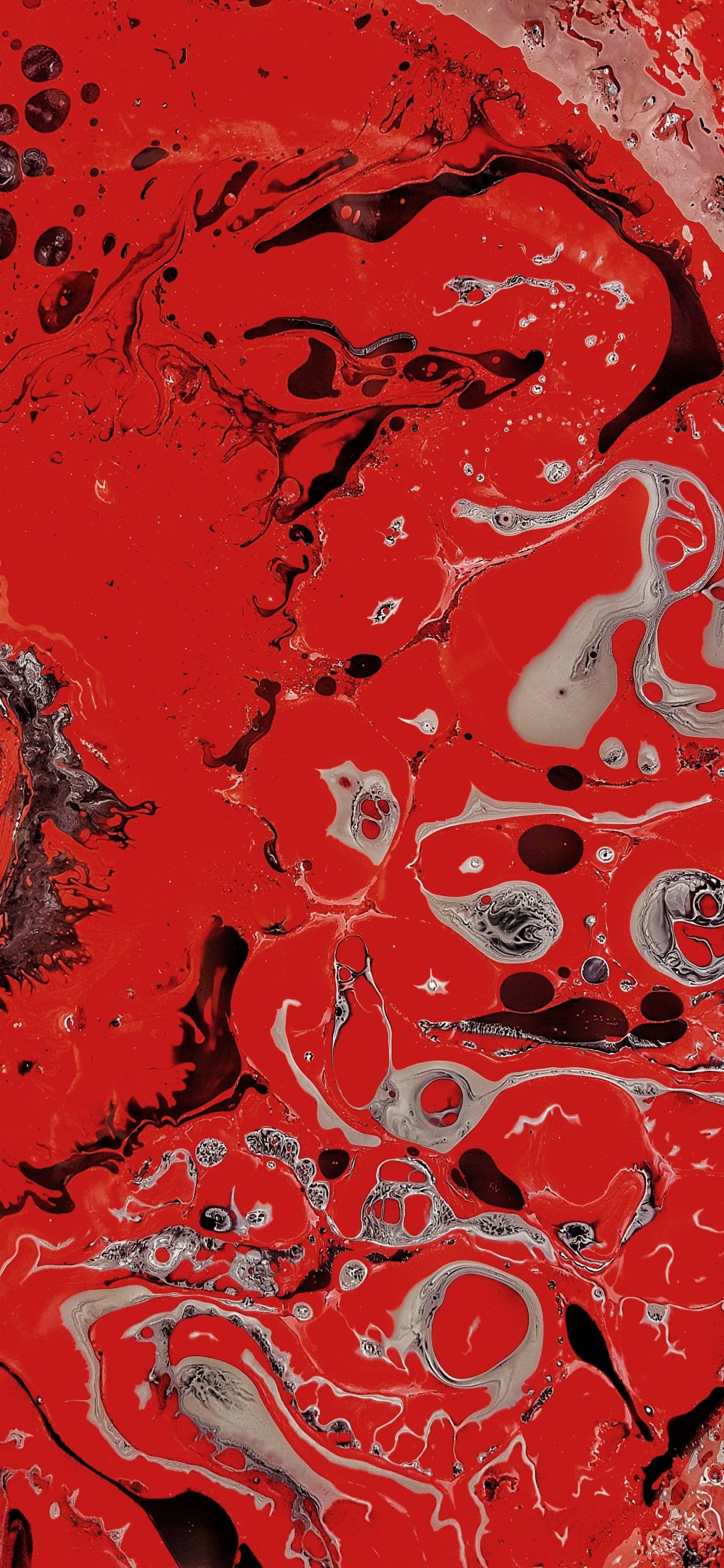 Обои арт, абстрактное искусство, красный цвет, вода, узор в разрешении 1242x2688