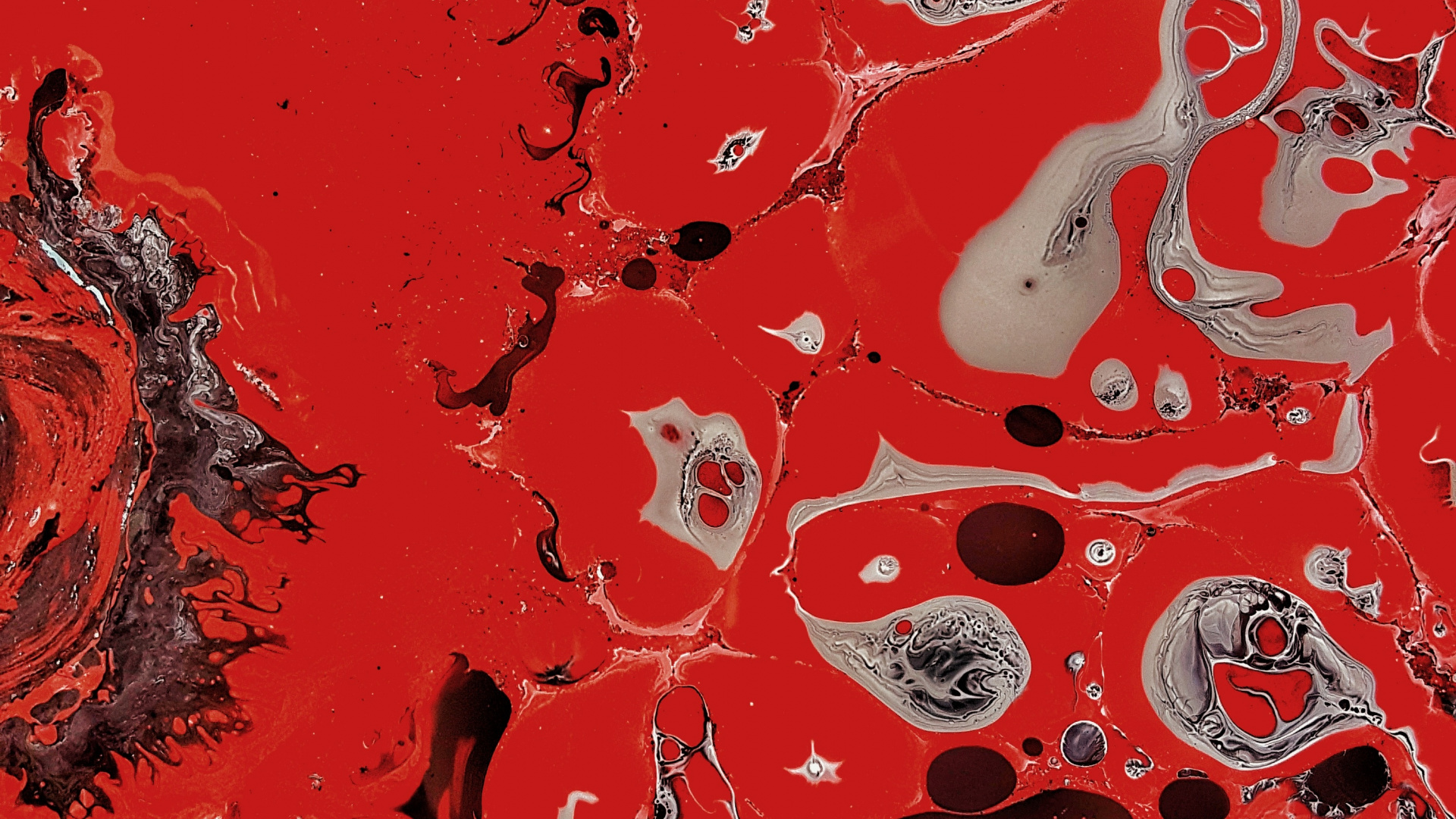 Обои арт, абстрактное искусство, красный цвет, вода, узор в разрешении 1920x1080
