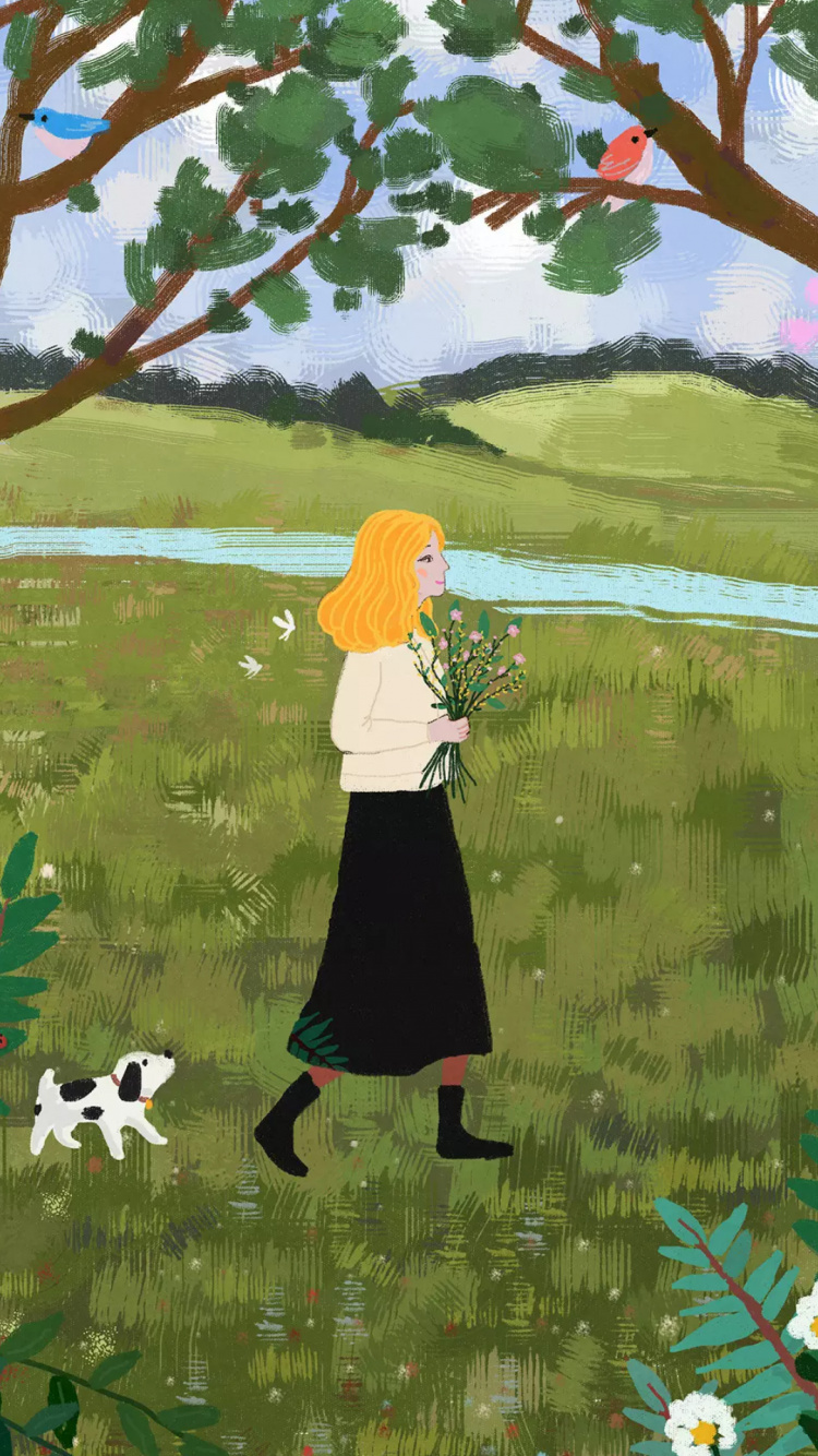 Обои Xiaomi, Xiaomi Redmi 5, цветок, Люди в природе, арт в разрешении 750x1334